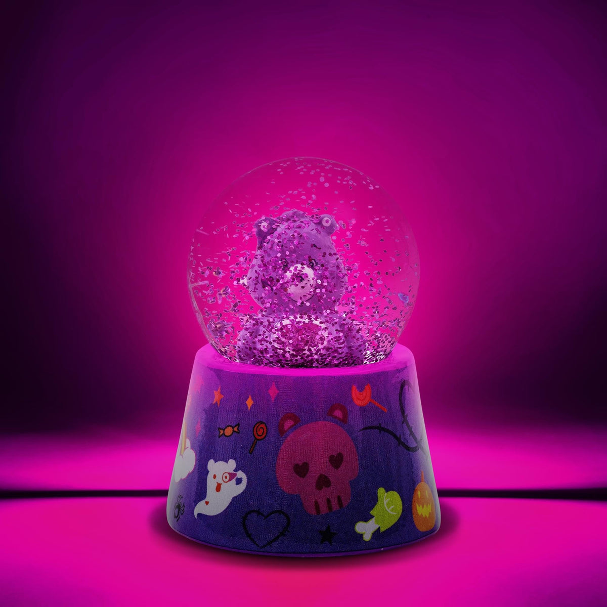 Silver Buffalo Care Bears Halloween Harmony Bear, Light Up Snow Globe, 45mm