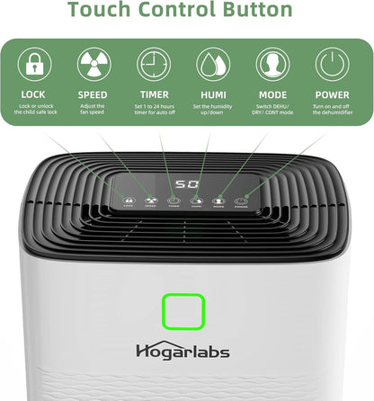 HOGARLABS 34 Pint Smart Dehumidifiers for Home and Basements, with 3 Working Modes, Overflow Protection, and Auto Shut off Restart. Ultra Silent Dehumidifier with Drain Hose and Digital Control Panel. 🍁 All In One Marketplace Canada