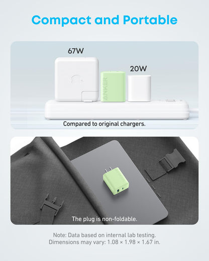 Anker iPhone 16 Charger, 2-Pack 20W Fast USB C Charger Block, for iPhone 16/16 Pro Max/15 Series/iPad Pro and More (Green, 2 Pack & 2 Cable) 🍁 All In One Marketplace Canada