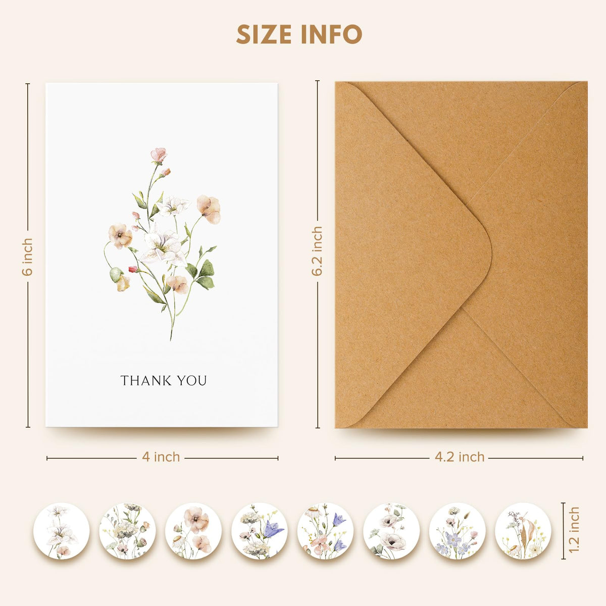 Thank You Cards with Envelopes - 32 Pack Wildflower Blank Cards With Adhesive Envelopes & Matching Stickers Perfect for Wedding, Bridal Showers, Baby Showers,Birthday, All Occasion 🍁 All In One Marketplace Canada