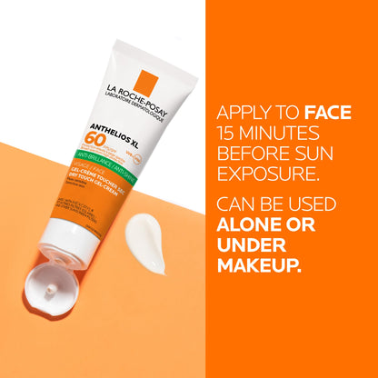 La Roche-Posay Anti-Shine Mattifying Face Sunscreen, Anthelios Dry Touch Anti-Shine Sunscreen Broad Spectrum SPF 60 with Silica, Vitamin E & Perlite, Oil Free, Non Greasy, Oxybenzone Free, Paraben Free, Travel Size, Dermatologist Recommended, 50ml