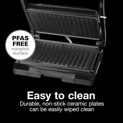 Proctor Silex 4 Serving Panini Press, Sandwich Maker and Compact Indoor Grill, Upright Storage, Easy Clean Nonstick Grids, Black (25440PS) 🍁 All In One Marketplace Canada