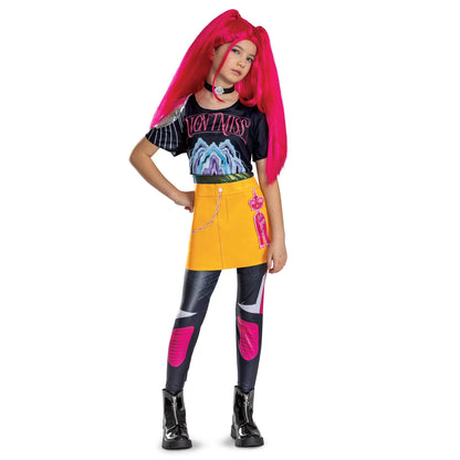 K-Pop Demon Hunters Mira Costume, Official Halloween Jumpsuit Skirt and Necklace Outfit, Kids Size (10-12)