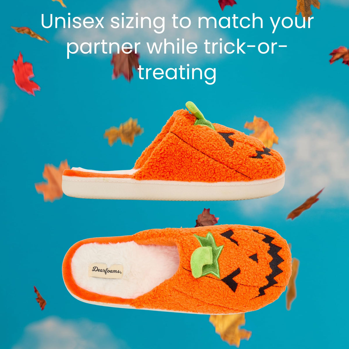 Dearfoams Unisex-Adult Spooky Fuzzy Halloween Pumpkin Jack O Lantern Slipper, Jack O Lantern, 7-8 Women/5-6 Men