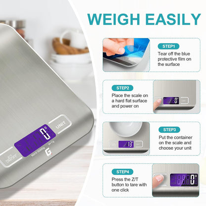 Food Scale, GPlus+ Digital Kitchen Scale, Highly Accurate 5000g/11lb x 0.1oz, Food Scale for Cooking, Baking and Weight Loss, Kitchen Scale with Backlit - Batteries Included 🍁 All In One Marketplace Canada