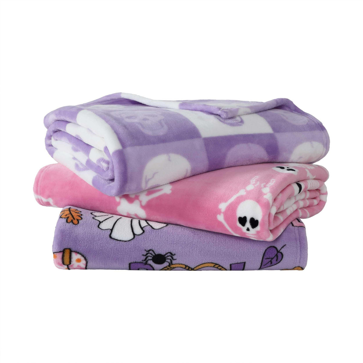 Betsey Johnson - Blanket, Buttery-Soft Throw Blanket for Couch or Bed, Boldly Plush & Oversized Bedding, Halloween Decor (Cracked Checkered Skull Purple, 50" x 70")