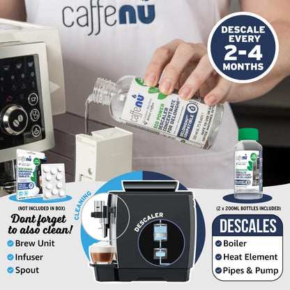 Delonghi Compatible Descaling Solution. 2 Bottles of Descaler Solution. Descaling Kit Removes Limescale For Hotter Coffee. 4 Uses Descaler For Delonghi Coffee Machines. 🍁 All In One Marketplace Canada