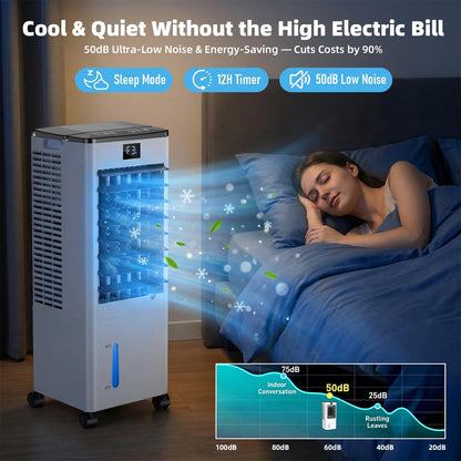 Portable Air Conditioners, Evaporative Air Cooler with Remote & LED Display, 120° Oscillation, 12H Timer, 3 Speeds & 4 Modes, 60W Energy-Efficient, Windowless Swamp Cooler for Bedroom Office Garage 🍁 All In One Marketplace Canada
