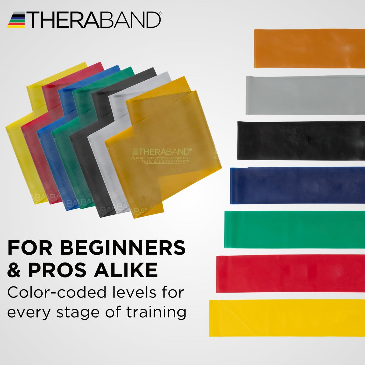 THERABAND Resistance Bands Set, 7 Pack 6 ft Exercise Bands, Light to Extra Heavy Levels 1–7, Latex Stretch Bands for Strength Training, Pilates, Mobility & Full Body Home Workouts 🍁 All In One Marketplace Canada