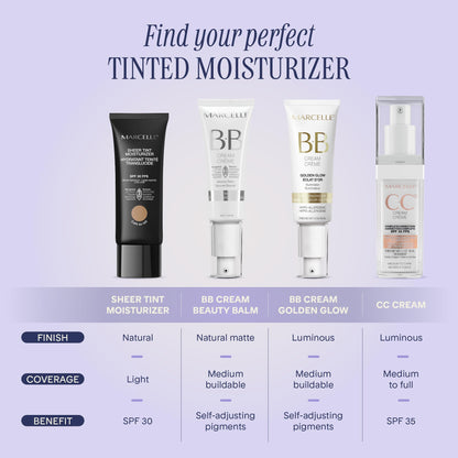 Marcelle Sheer Tint Moisturizer SPF 30, Beige Moyen, with Hyaluronic Acid and Aloe, Hypoallergenic, Non-Comedogenic, Fragrance-Free, Paraben-Free, Oil-Free, 40 mL 🍁 All In One Marketplace Canada