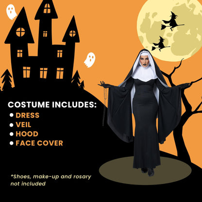 Bad Habit Gothic Nun Adult Halloween Costume XS size 4-6