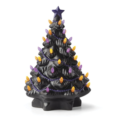 Lenox Treasured Traditions Black Light-Up Tree Halloween Christmas Figurine