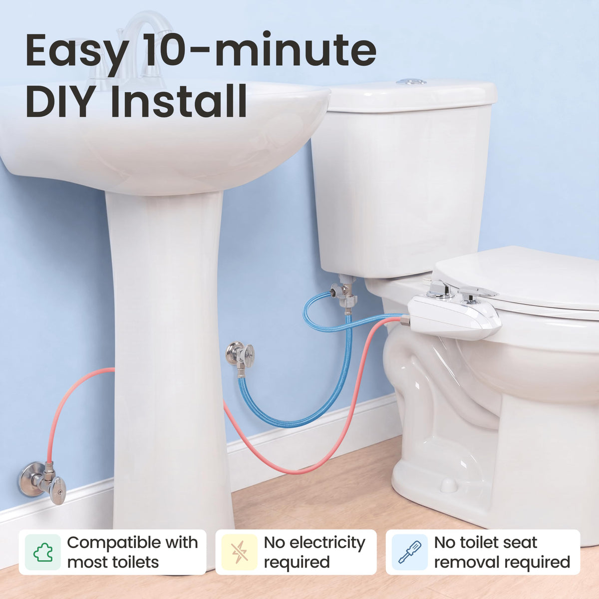 LUXE Bidet NEO 320 Plus - Warm Water, Dual Nozzle, Non-Electric Bidet Attachment for Toilet Seat, Patented Slide-in Install, 360° Self-Clean, EZ-Lift to Clean, Feminine & Rear Wash (Chrome) 🍁 All In One Marketplace Canada