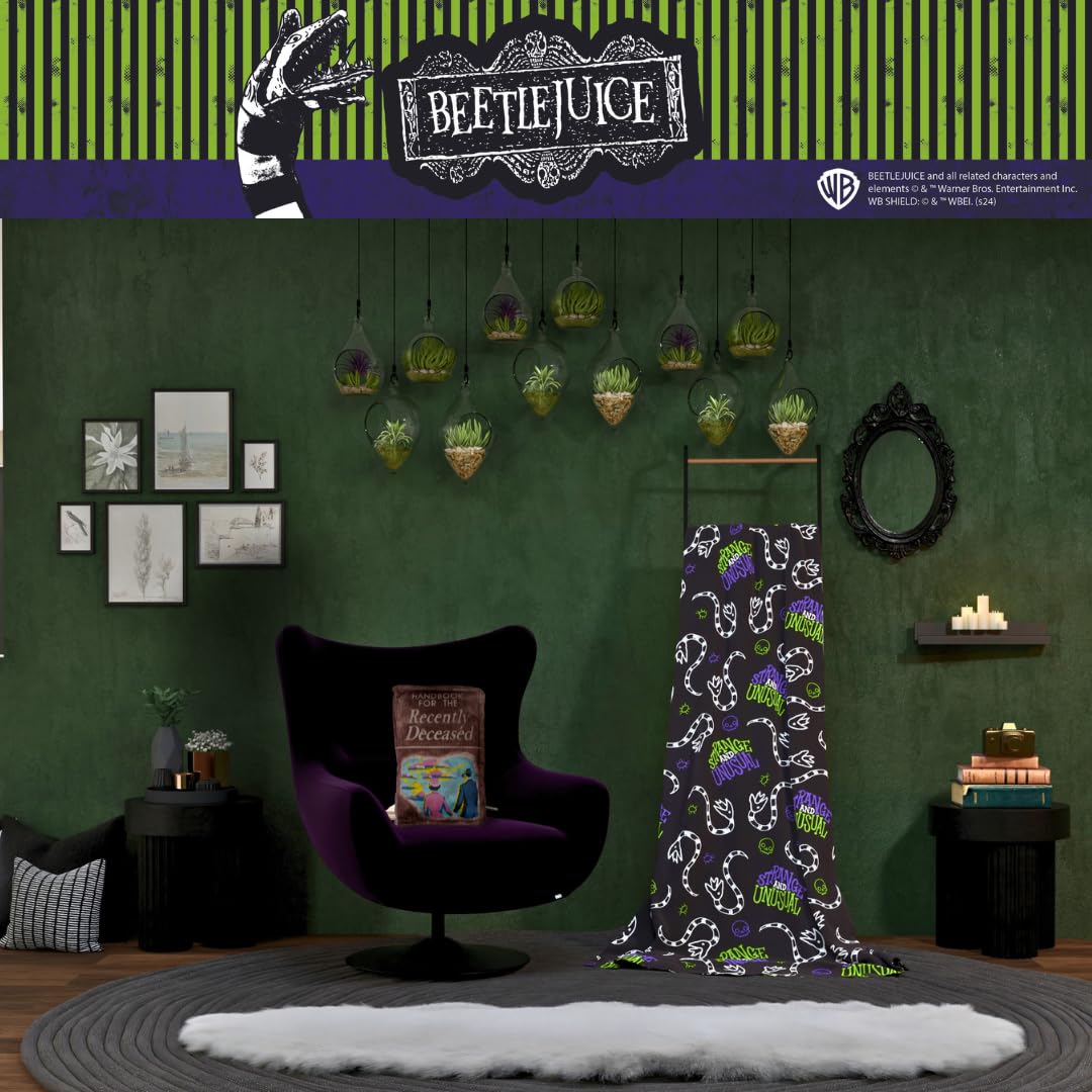 Franco Collectibles Beetlejuice Halloween Goth Strange & Unusual Bedding Super Soft Cozy Plush Throw, 46 in x 60 in, (Officially Licensed Product)