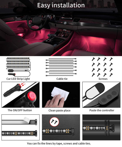 Govee Interior Lights for Car, App Control Smart Car Lights with DIY Mode and Music Mode, Waterproof LED Interior Lights with 2 Lines Design, RGB Under Dash Car LED Lights with Car Charger, DC 12V 🍁 All In One Marketplace Canada