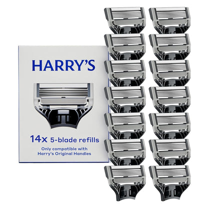 Harry's Original Blades - Men's Razor Refill Pack for Smooth Shaving - Razor Head Replacement - Five Sharp Blades - Flexible Hinge - Moisture Strip - Precision Trimmer - 14 count 🍁 All In One Marketplace Canada