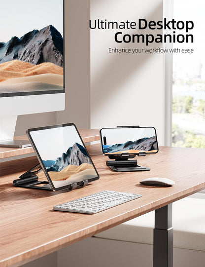 Nulaxy Aluminum Dual Foldable iPad Stand, Fully Adjustable Desktop Tablet Holder, iPad Accessories Office Compatible with 4-11" Mobile Devices Kindle, iPad Pro/Air/Mini, iPhone Pro/Max/Plus, Black 🍁 All In One Marketplace Canada