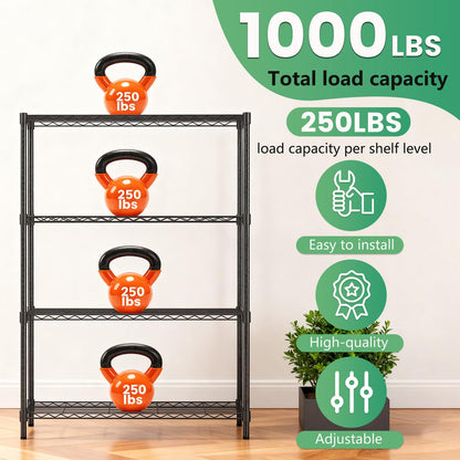 FDW Storage Shelves,Wire Shelving Unit Metal Shelves Heavy Duty Layer Rack Storage Rack Adjustable Utility (Black, 36" x 14" x 54") 🍁 All In One Marketplace Canada