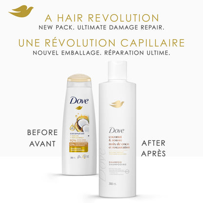 Dove Coconut Restore Shampoo & Conditioner for Damaged Hair, with Liquid Bio-Protein Care, 355 ML (2 Shampoo + 2 Conditioner) 🍁 All In One Marketplace Canada