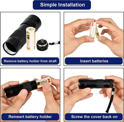 MegaPower (TM) UV Flashlight Black Light 12 LED 395nm Hand-held Detecting Torch for Pet Urine, Stains, Verifying Money Documents, Black 🍁 All In One Marketplace Canada