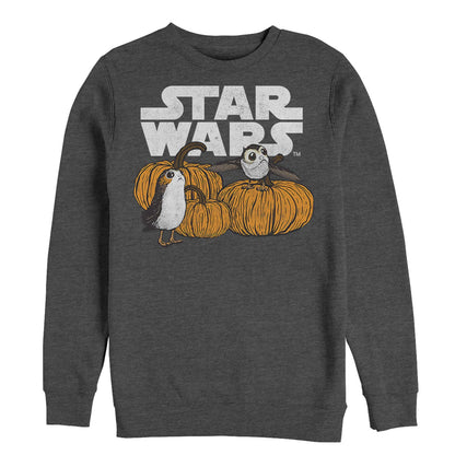 STAR WARS Men's The Last Jedi Happy Halloween PORG Logo Sweatshirt, Charcoal Heather, Large