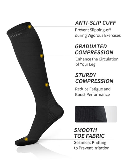 CAMBIVO 2 Pairs Compression Socks for Men and Women(20-30 mmHg), Compression Stocking for Swelling, Nurse, Flight(Black, SM) 🍁 All In One Marketplace Canada
