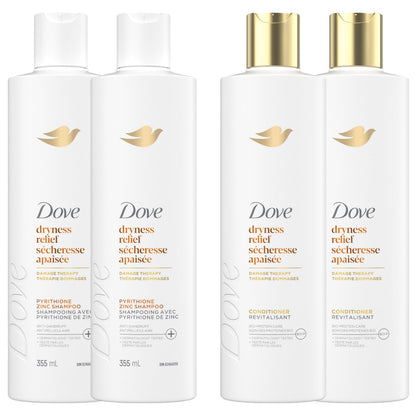 Dove Dryness Relief Damage Therapy Shampoo & Conditioner, 355mL, 4-Pack 🍁 All In One Marketplace Canada