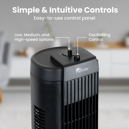 Senville 27" Standing Fan for Bedroom and Home with 60° Oscillation, 3 Speed, Compact Space-Saving Design, SENFZ10-19M 🍁 All In One Marketplace Canada