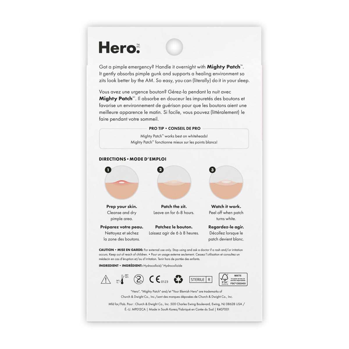 Hero Cosmetics Mighty Patch Original – Hydrocolloid Patch for Pimples, Overnight Acne Blemish & Zit Stickers for Sensitive Skin, (72 Count) 🍁 All In One Marketplace Canada