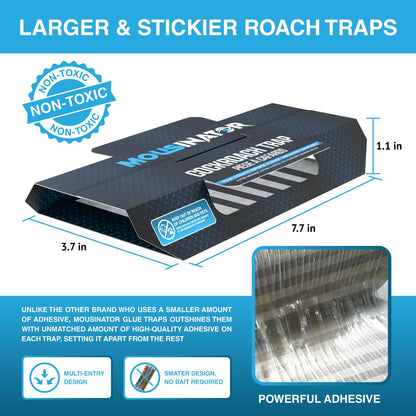 MOUSINATOR Cockroach Traps, 18-Pack, Larger and Multi-Entry Design with Extra-Strong Adhesive, Sticky Glue Cockroach Trap for Indoor Use, Family-Safe, Easy and Ready-to-Use 🍁 All In One Marketplace Canada