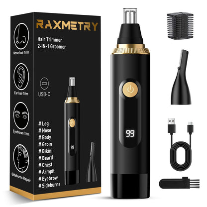 Nose Hair Trimmer 2026 Professional Nose Trimmer for Men and Women, Painless IPX7 Waterproof Eyebrow & Facial Hair Removal,USB Rechargeable with LED Display Dual-Edge Blades, Black 🍁 All In One Marketplace Canada