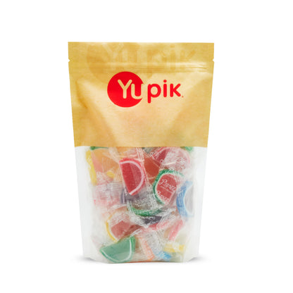 Yupik Wrapped Fruit Flavored Jelly Slices, 1 kg, Gluten-Free, Individually Wrapped Candy, Fruity Flavors, Sugary Coating, Delicious Snacks, Ideal for Gifting, Halloween & Holidays