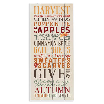 Stupell Industries Fall Halloween Holiday Pumpkin Word Wood Texture Design Signs and Plaques, 7 x 17, Multi-Color