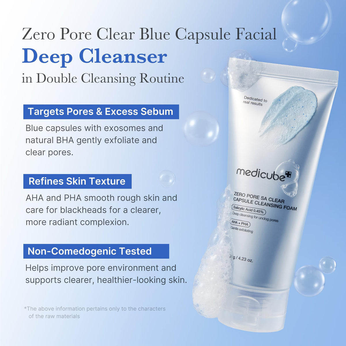 medicube Zero Pore Clear Blue Capsule Facial Deep Cleanser for Skin Texture, Blackhead & Pore Care | AHA, BHA & PHA for Double Cleansing, Daily Gentle Face Wash, Korean Skincare | 120g / 4.23 oz 🍁 All In One Marketplace Canada