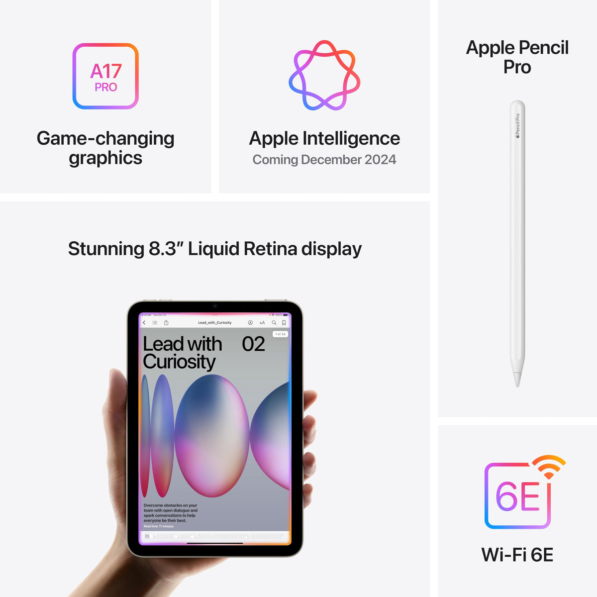 Apple iPad mini (A17 Pro): Apple Intelligence, 8.3-inch Liquid Retina Display, 128GB, Wi-Fi 6E, 12MP Front/12MP Back Camera, Touch ID, All-Day Battery Life — Purple 🍁 All In One Marketplace Canada