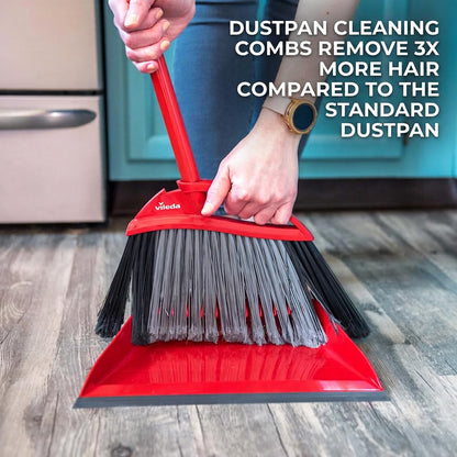 Vileda Pet Pro Broom with Step-On Dustpan and 3-Piece Handle | Remove 99% Dust and Dirt in One Sweep 🍁 All In One Marketplace Canada