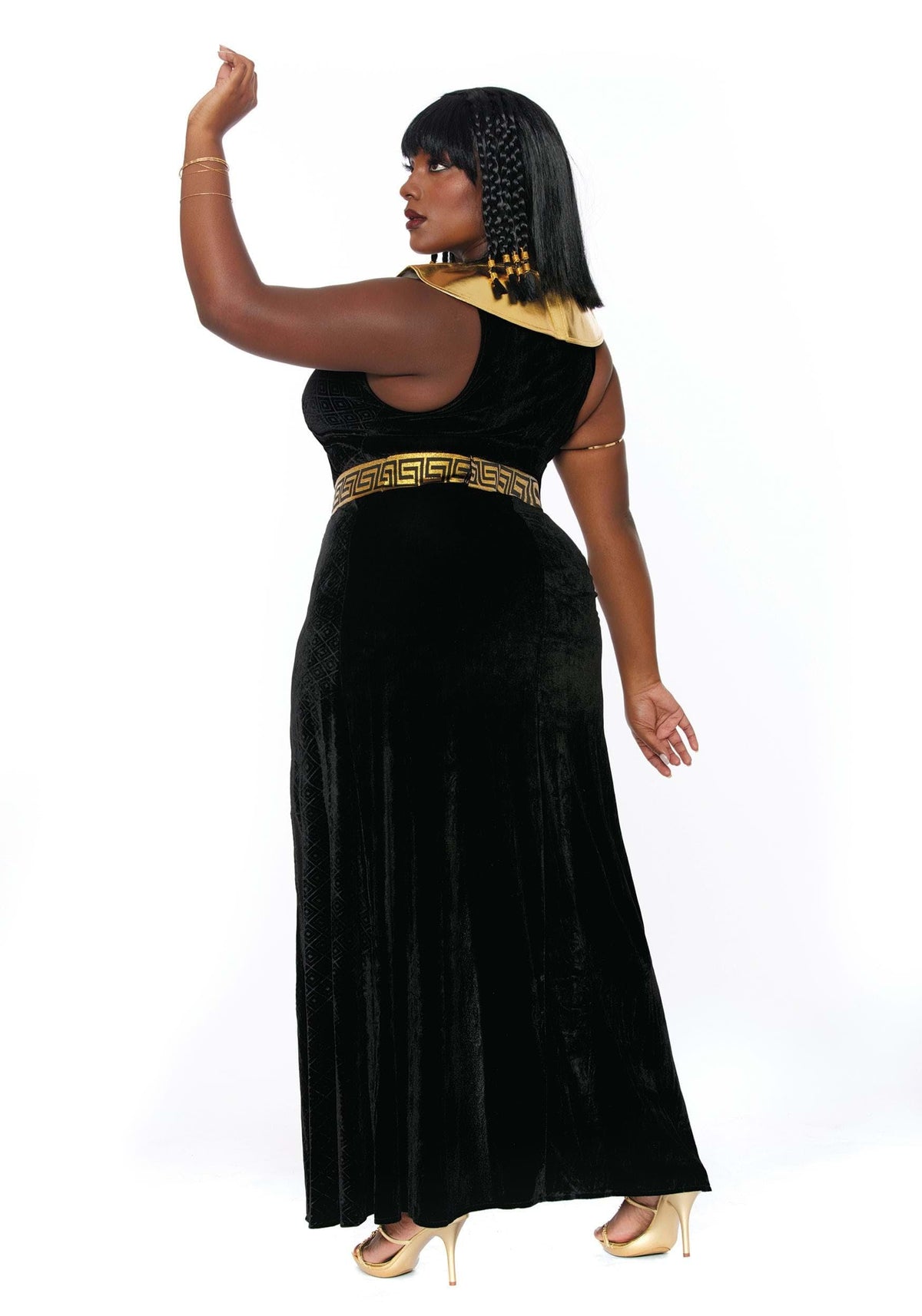 Dreamgirl Womens Plus Cleopatra Costume, Adult Egyptian Goddess, Exquisite Cleopatra Halloween Costume, Black/Gold 3X/4X
