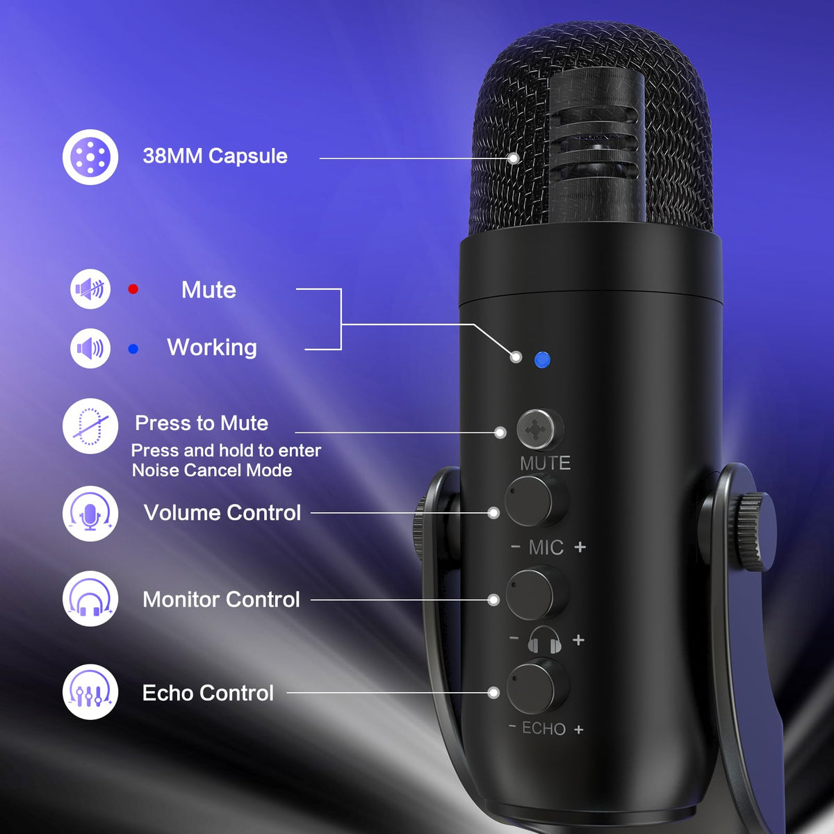 ZealSound Podcast Microphone for PC, Noise Cancellation USB Mic with Gain, Volume Adjustment & Mute Button, Monitoring & Echo, for YouTube, TikTok, Podcasting, Streaming, iPhone, iPad, Android, Mac 🍁 All In One Marketplace Canada