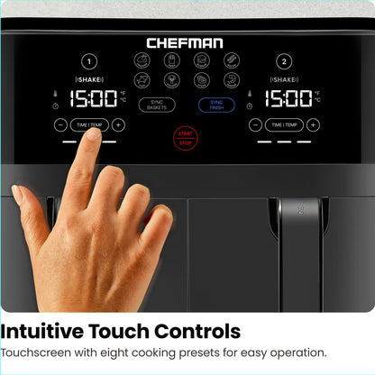 Chefman TurboFry 9-Qt. Dual-Basket Air Fryer with Sync Finish, One-Touch Digital Control, & Shake Reminder for Quick, Healthy, Family-Sized Meals, Black 🍁 All In One Marketplace Canada