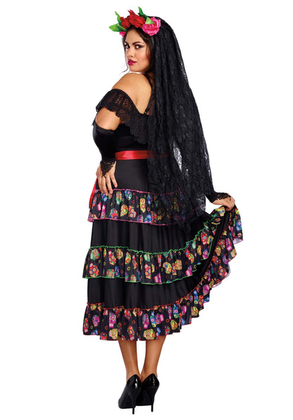 Dreamgirl Womens Plus Size Lady of the Dead Costume, Adult Day of the Dead Halloween Costume 3X