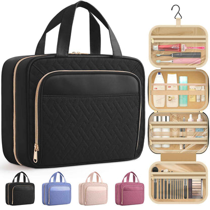 HOTOR Travel Toiletry Bag for Women - Spacious Toiletry Bag for Men, Waterproof Makeup Bag with Hanging Hook and Multiple Pockets, Travel Accessories, Travel Essentials, Black, Medium 🍁 All In One Marketplace Canada