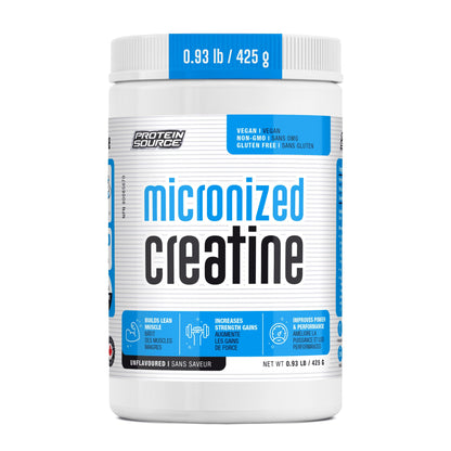 Protein Source Creatine Monohydrate Powder | Micronized 425G - MADE IN CANADA - Increase Strength - Reduce Fatigue - Lean Muscle Building - 100% Pure Creatine - Better Absorption - Supports Muscle Growth - Unflavored - 85 Servings