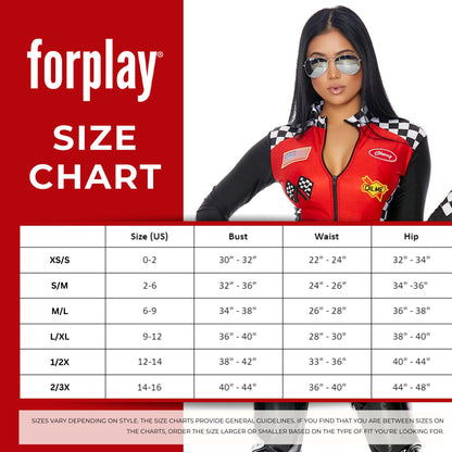 Forplay Wanna Race Racer-Themed Fancy Dress - 4-Piece Women's Halloween Costume, Red, Medium/Large