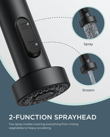 FORIOUS Black Kitchen Faucet with Pull Down Sprayer, Stainless Steel Single Handle Spring Classic Sink Faucets 1 or 3 Hole, for Farmhouse Camper Laundry Rv Bar, Matte Black 🍁 All In One Marketplace Canada