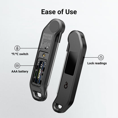 Professional Digital Meat Thermometer, 1 Sec Instant Read, ±0.5℉ Accuracy NIST&NSF Certified Food Thermometer, Auto-Rotate Bright LED Screen, Highly Waterproof Cooking Thermometer for Grill BBQ, Black 🍁 All In One Marketplace Canada