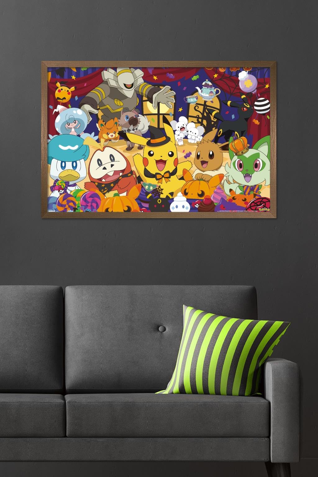 Pokémon: Halloween Party- Group Wall Poster, 34L" x 22.4W", Bronze Framed Version