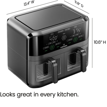 CHEFMAN 6 Quart Dual Basket Air Fryer Oven with Easy View Windows, Sync Finish, Hi-Fry, Auto Shutoff, 2 Independent 3Qt Nonstick Dishwasher Safe Frying Baskets, Digital Double Air Fryer - Black 🍁 All In One Marketplace Canada