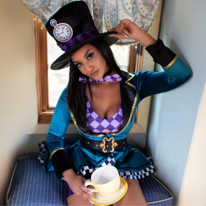Leg Avenue Women's Delightful Mad Hatter Halloween Costume, Multi, X-Large