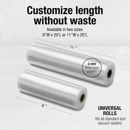 Cuisinart Universal Vacuum Food Saver Sealer Bags 2-Pack 8" x 20ft. Rolls (VSB-82C) BPA Free, Microwave & Freezer Safe , white 🍁 All In One Marketplace Canada