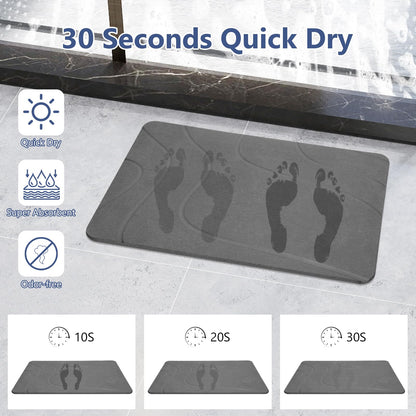 Ceecysaa Stone Bath Mat, Non-Slip Diatomaceous Earth Shower Mat, Quick Drying Bath Mat Stone, Super Absorbent Diatomite Bath Mats for Bathroom Kitchen, Easy to Clean, 60 x 39cm, Dark Gray 🍁 All In One Marketplace Canada